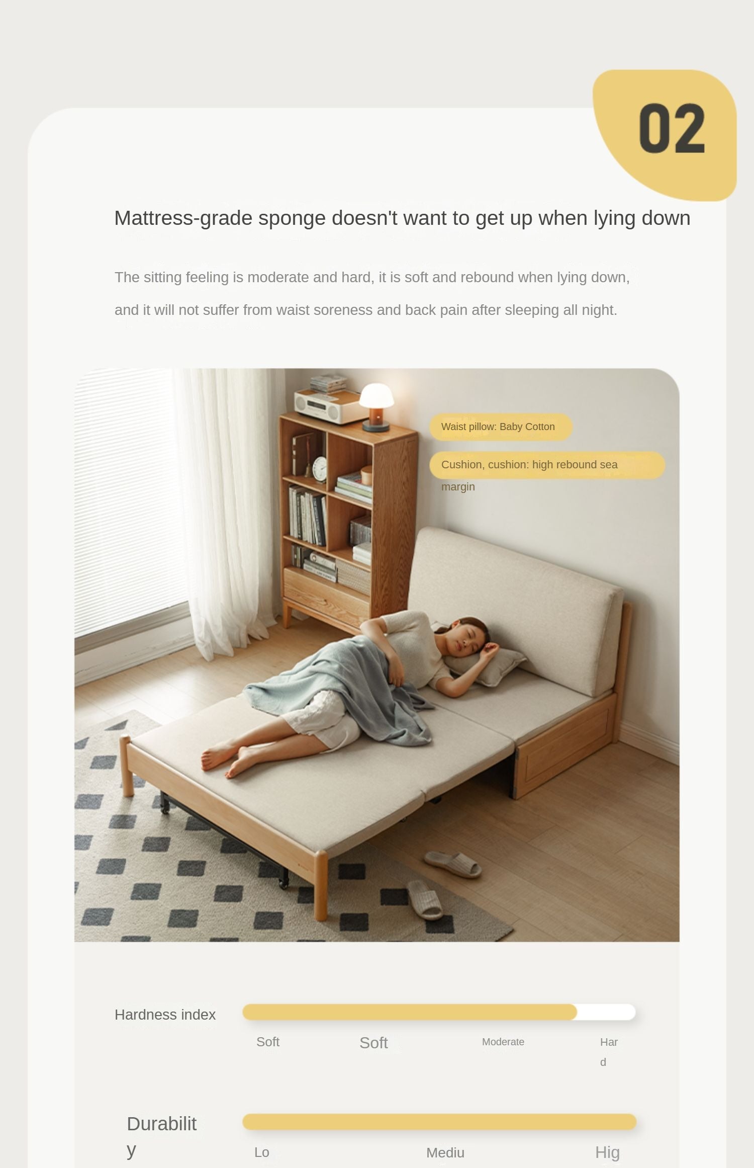 Beech Solid Wood Sofa Bed, Sleeper Sofa.