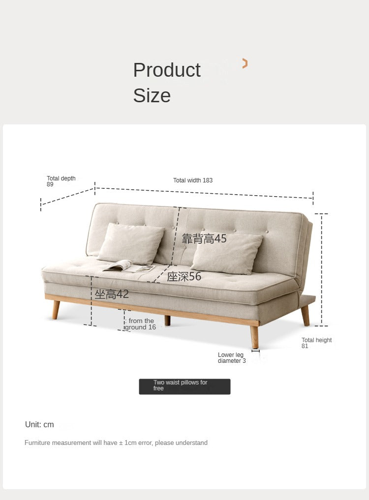 Fabric folding Sleeper sofa Beech solid wood+
