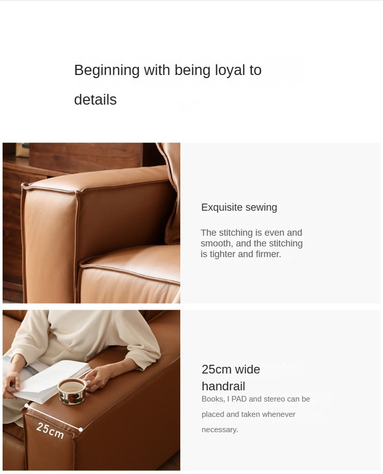 First Layer Cowhide Leather Sofa.
