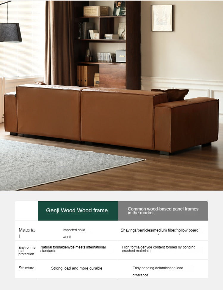 First Layer Cowhide Leather Sofa.