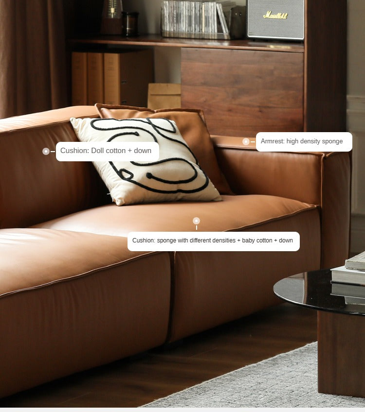 First Layer Cowhide Leather Sofa.