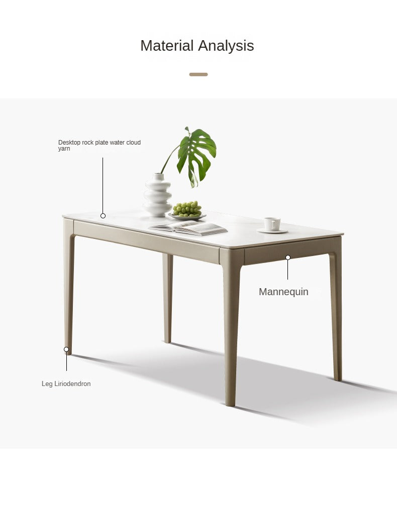 Poplar Solid Wood Light Luxury Slate Dining Table