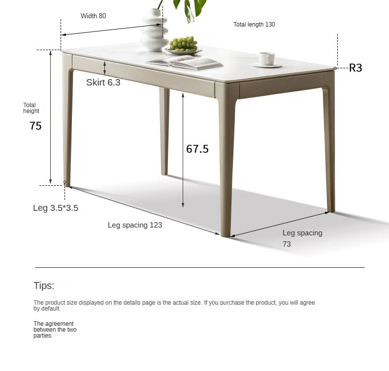 Poplar Solid Wood Light Luxury Slate Dining Table