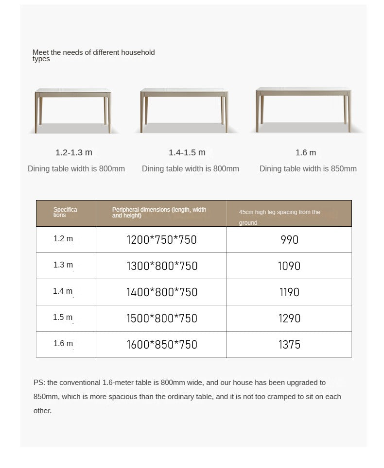 Poplar Solid Wood Light Luxury Slate Dining Table