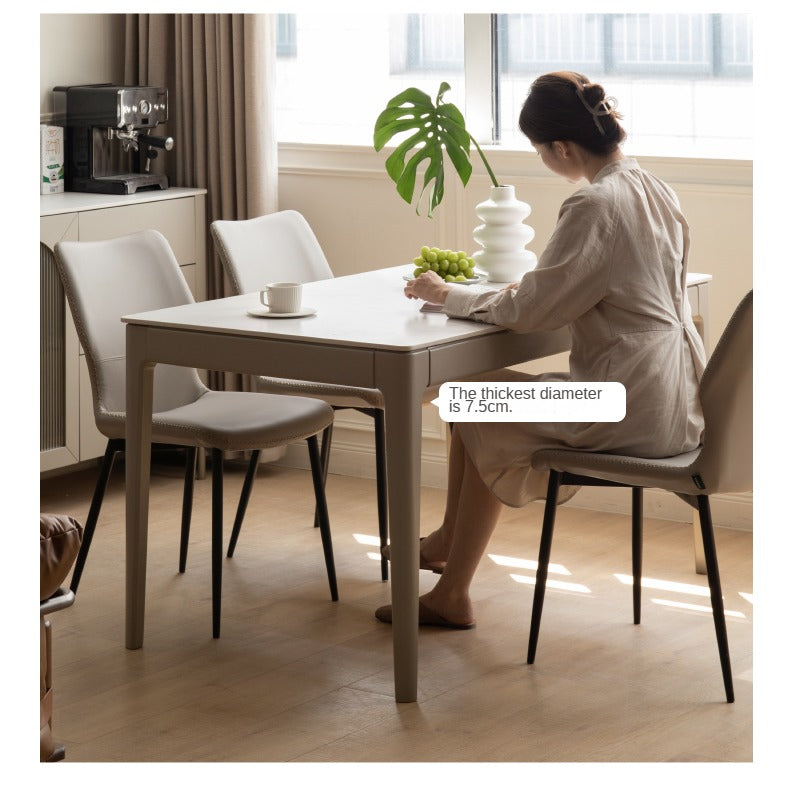 Poplar Solid Wood Light Luxury Slate Dining Table