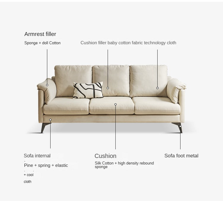 Technology Cloth Glutinous Rice White Sofa.