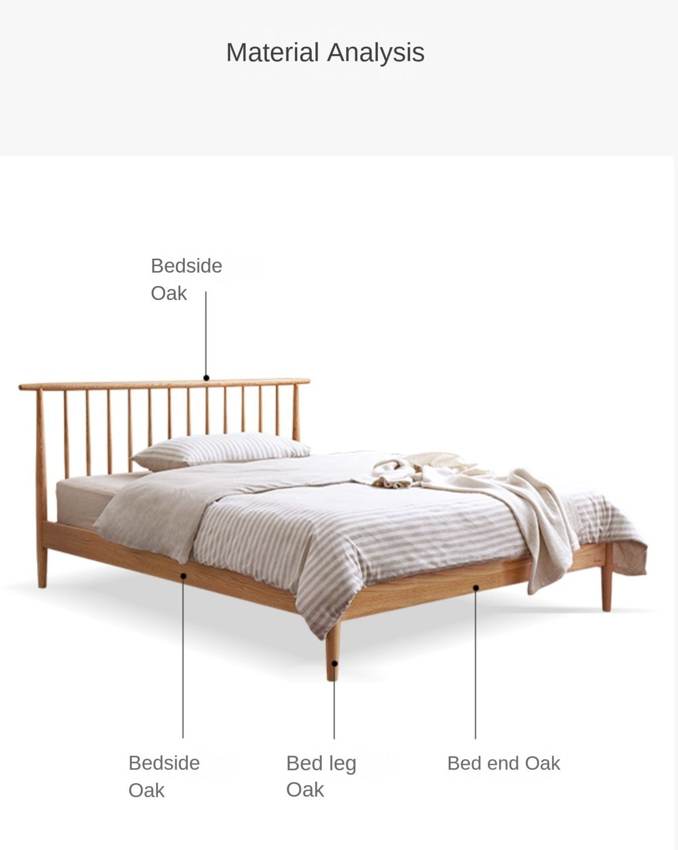 Oak, Beech Solid Wood Windsor Bed