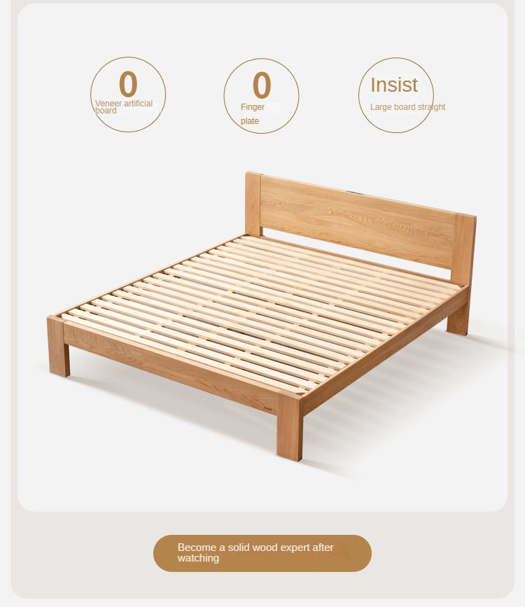 Oak, Rubberwood Solid Wood Bed - SPECIAL PRICE
