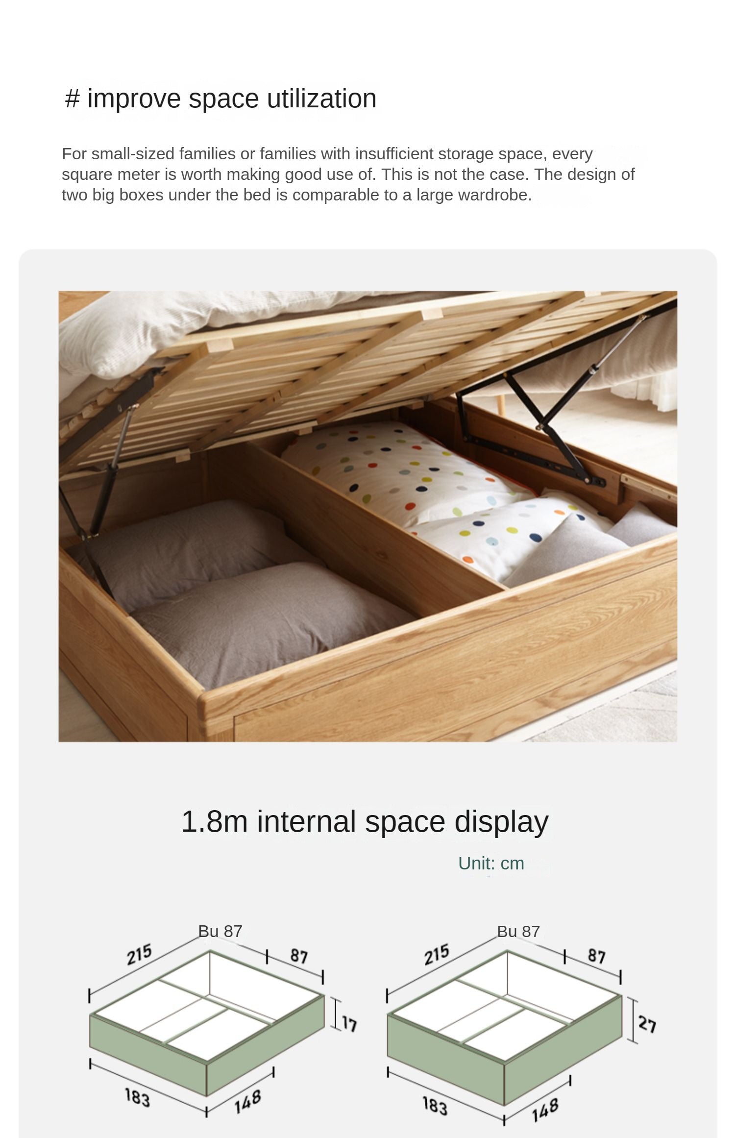 Oak Solid Wood Luminous Box Bed