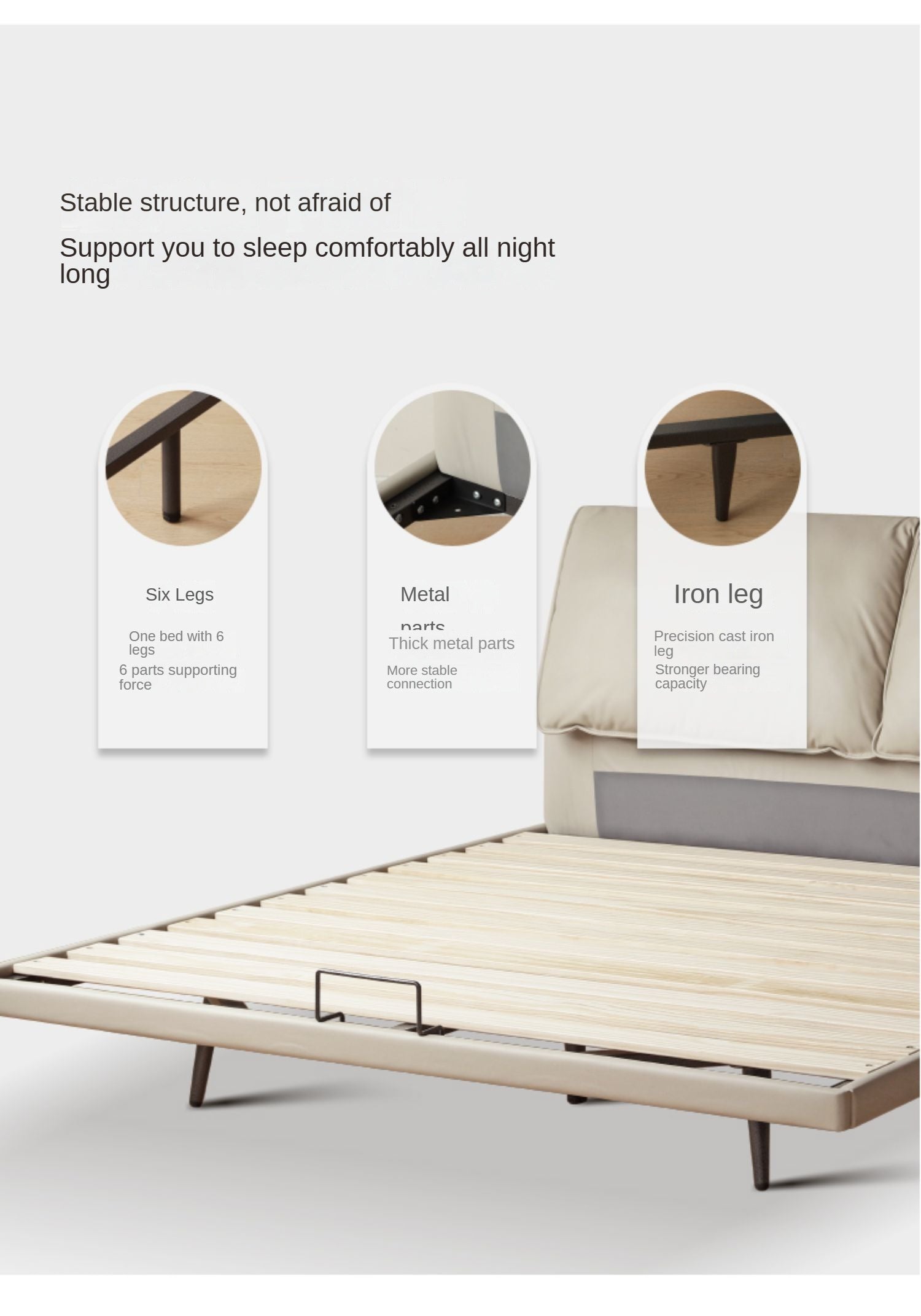 Suspension Technology Fabric Bed,Leather Bed with Light