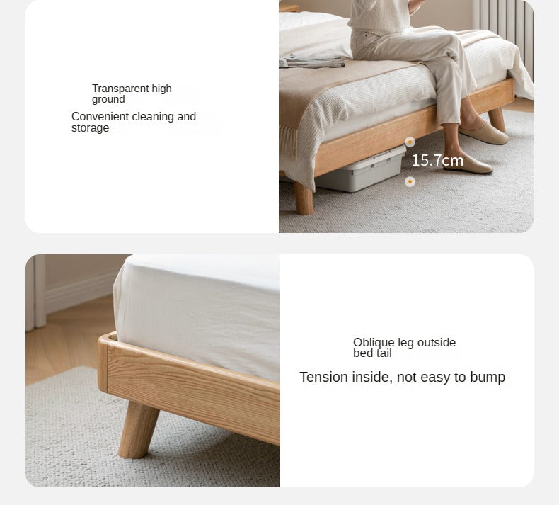 Oak Solid Wood Cream Style Soft Bed