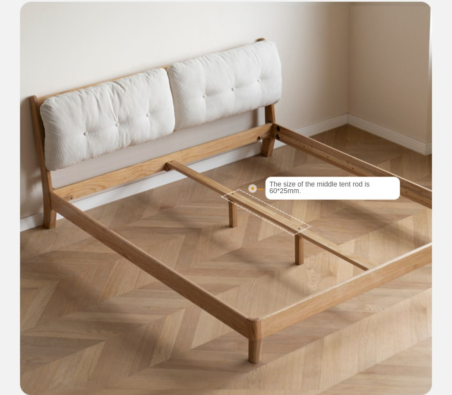 Oak Solid Wood Cream Style Soft Bed