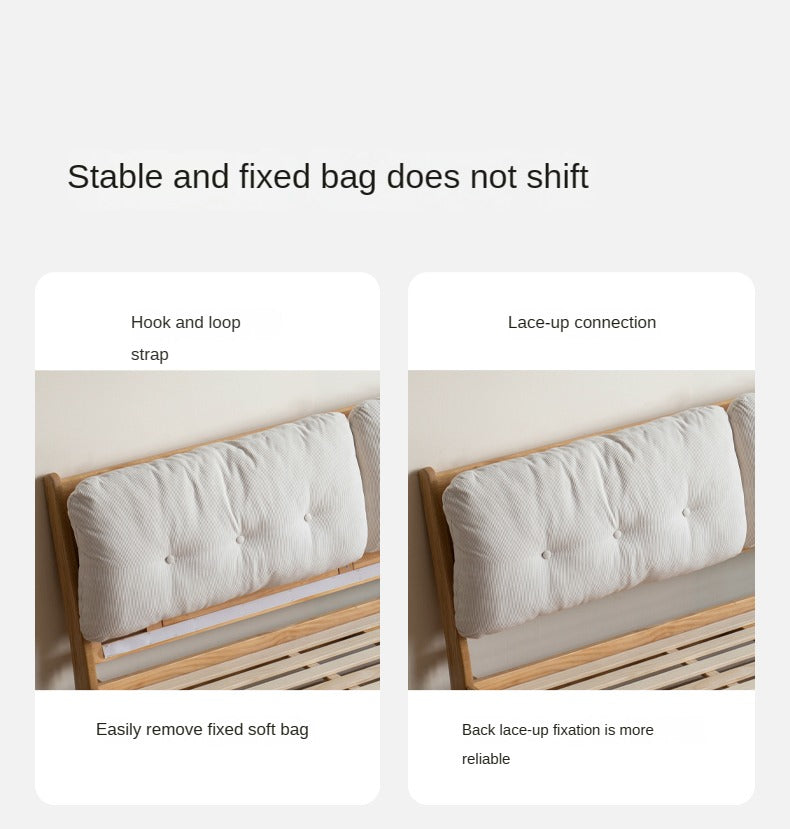 Oak Solid Wood Cream Style Soft Bed