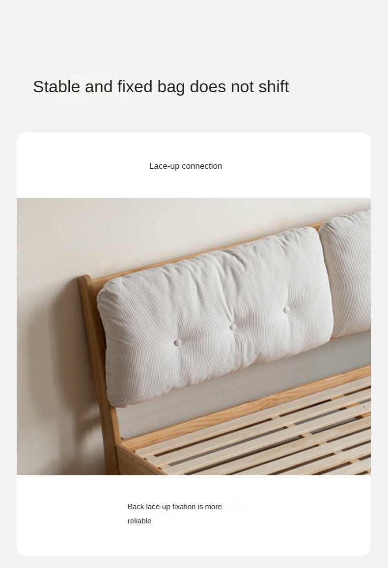 Oak Solid Wood Cream Style Soft Bed