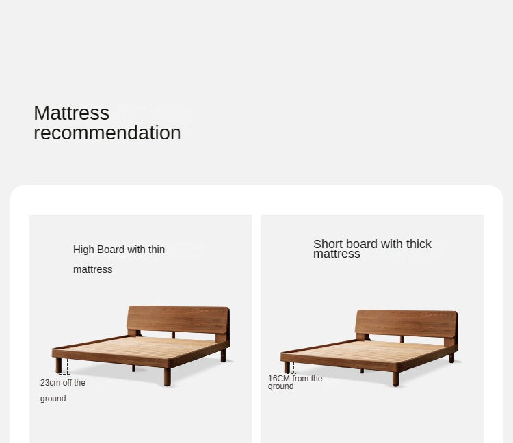 Oak Solid Wood Bed with Light, Storage Space