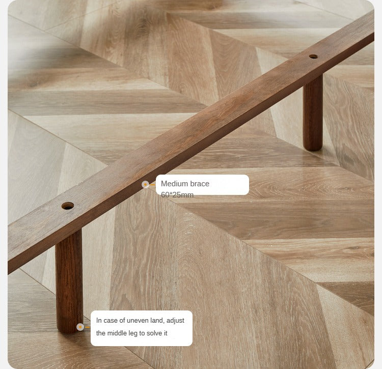 Oak Solid Wood Bed with Light, Storage Space