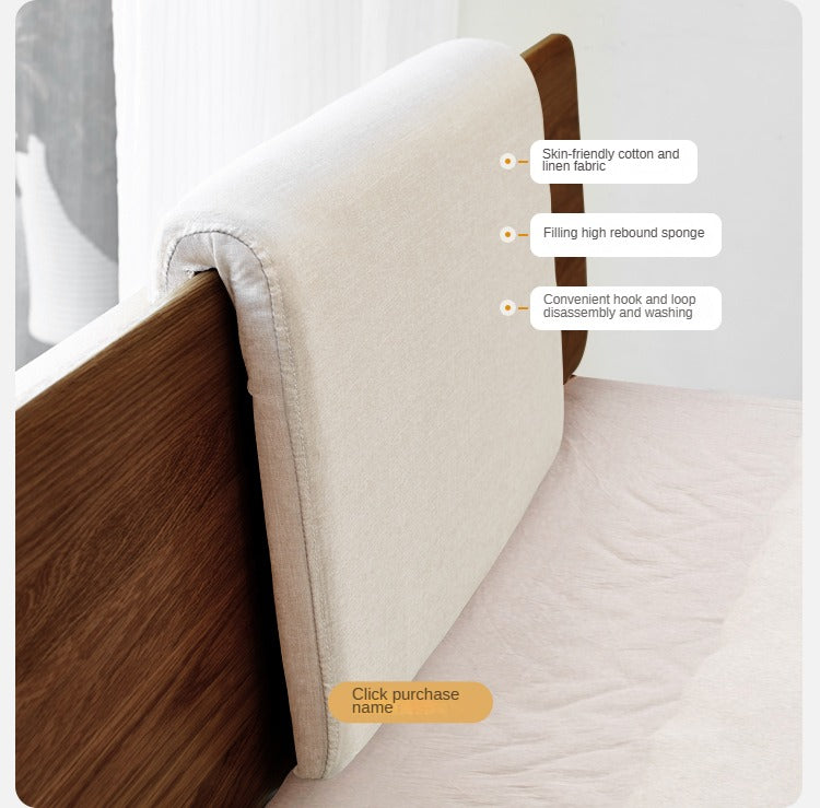 Oak Solid Wood Bed with Light, Storage Space