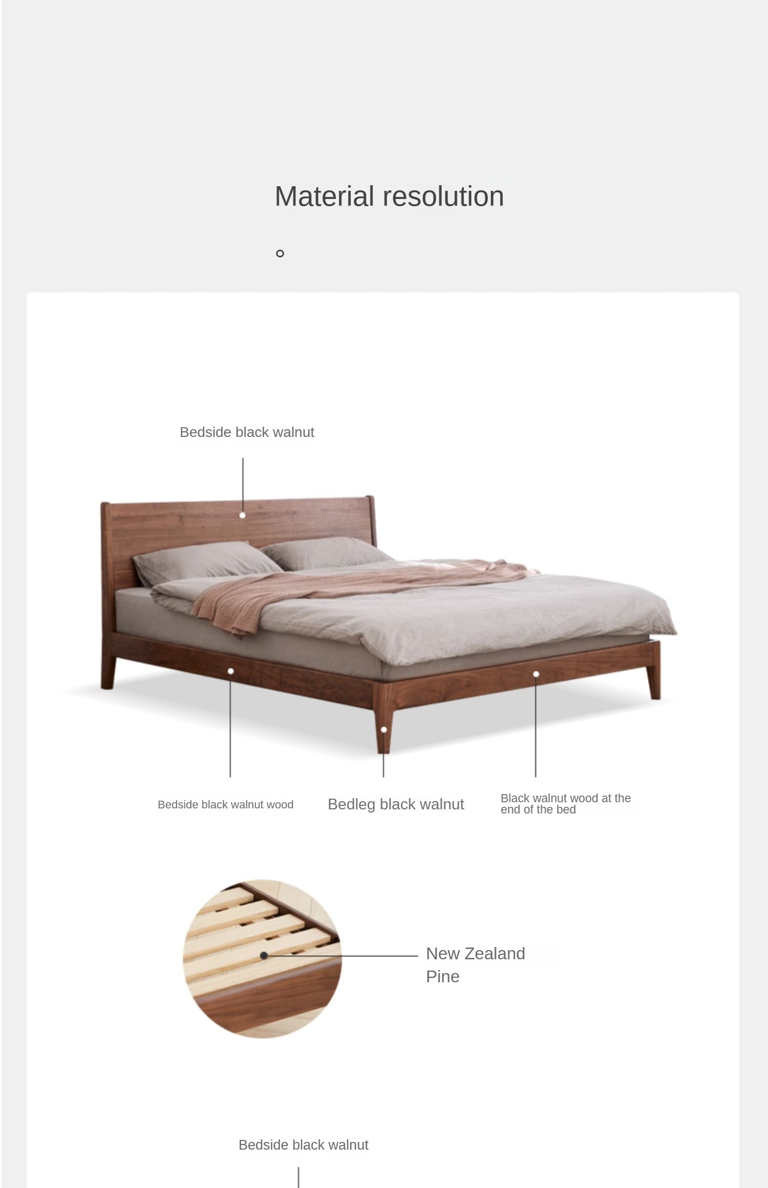 Black Walnut Solid Wood Bed