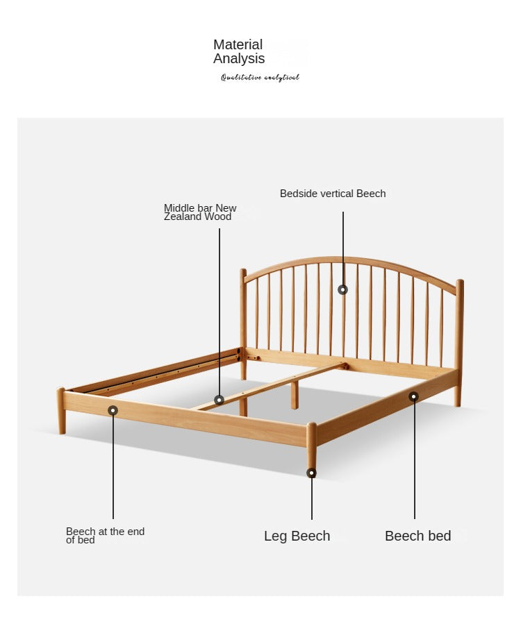European Beech, Poplar Solid Wood Bed
