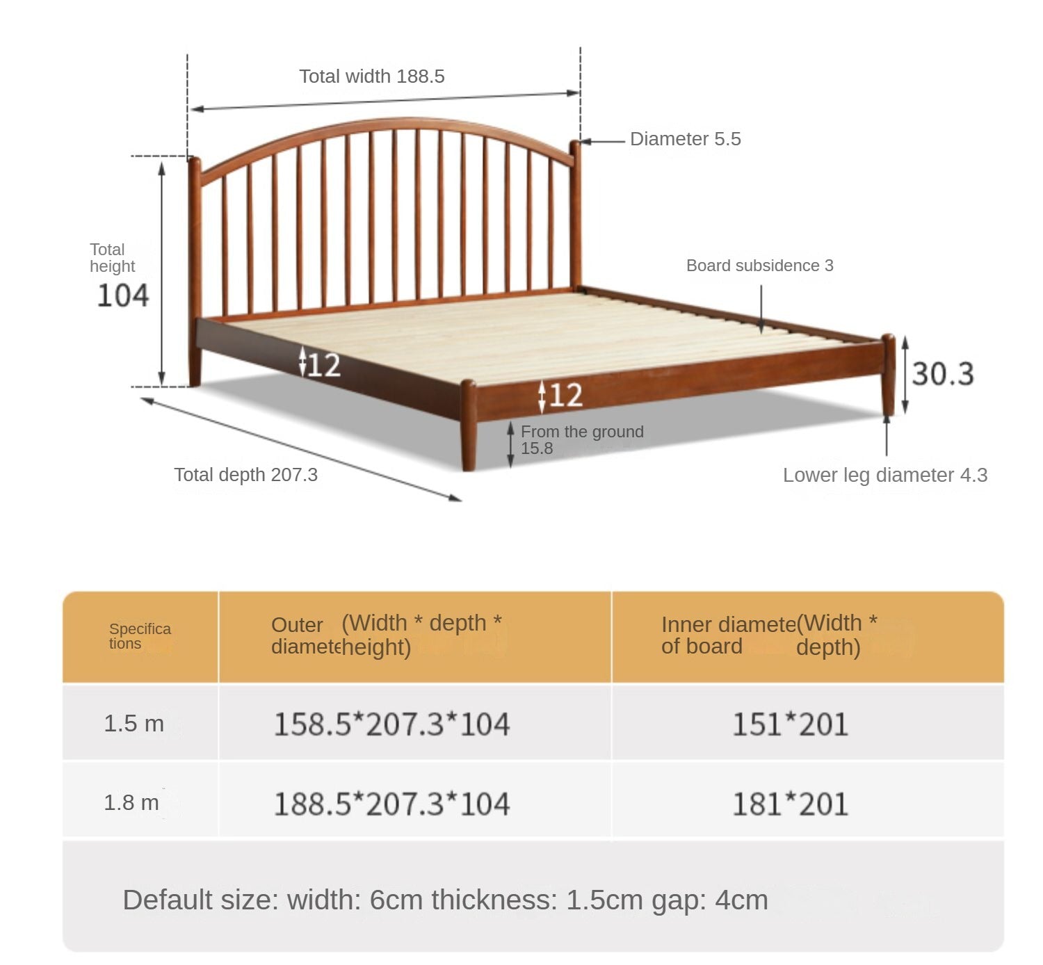 European Beech, Poplar Solid Wood Bed
