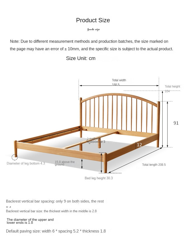 European Beech, Poplar Solid Wood Bed