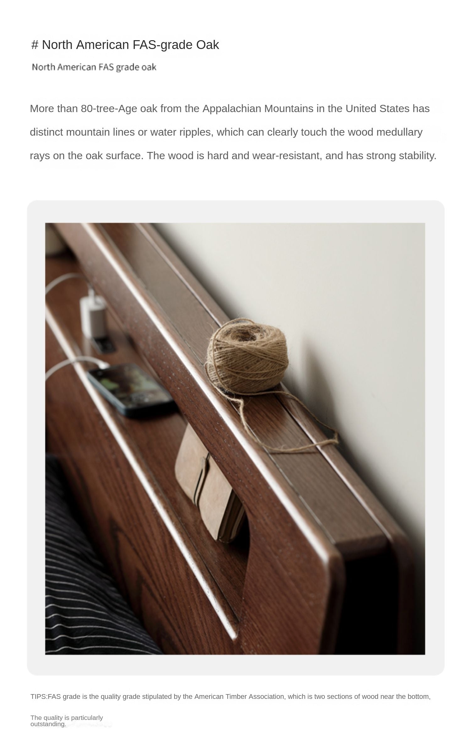 Oak solid wood bed with light walnut-color