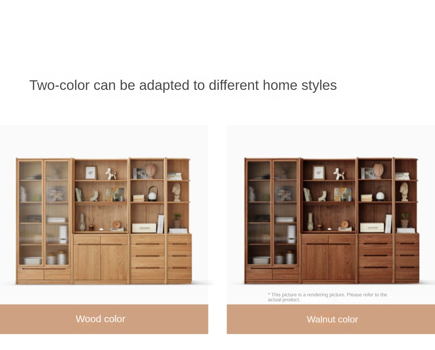 Oak Solid Wood Bookcase Free Combination Floor-to-ceiling Bookshelf