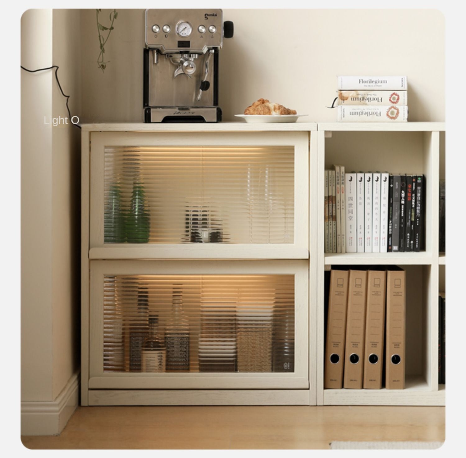 Oak Solid Wood Bookcase Cream Office Desk
