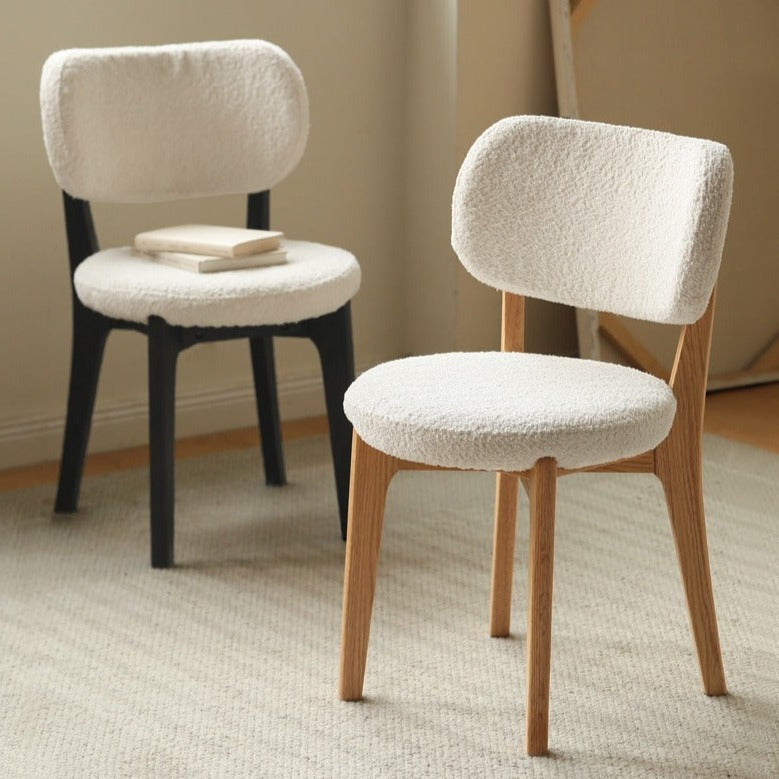 Oak Solid Wood Makeup Stool Lamb Velvet