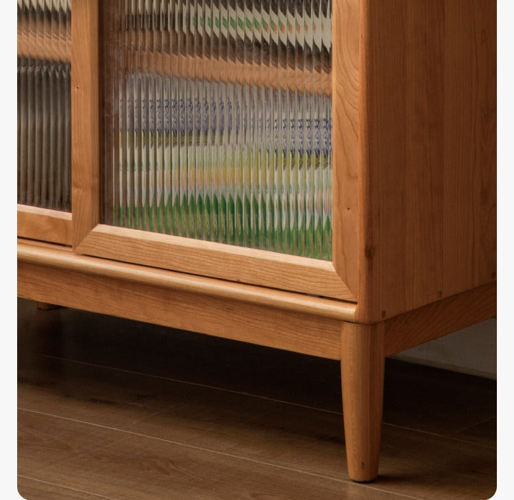 Cherry, Oak Solid Wood, Solid RubberWood Japanese Style Buffet Cabinet