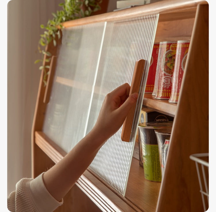 Cherry, Oak Solid Wood, Solid RubberWood Japanese Style Buffet Cabinet