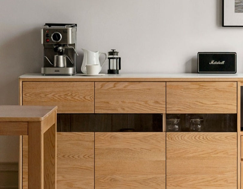 Oak, Ash Solid Wood Nordic Sideboard Slate Top