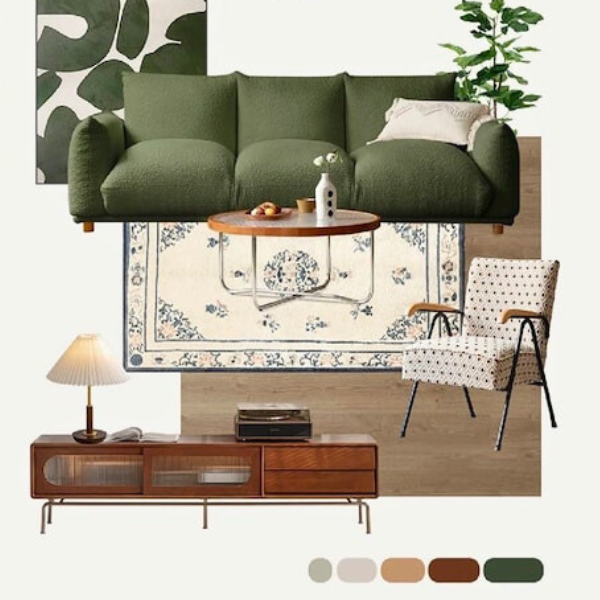 Velvet Wabi-sabi Style Sofa.
