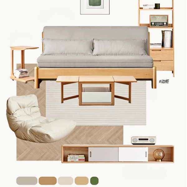 Beech Solid Wood Sofa Bed, Sleeper Sofa.