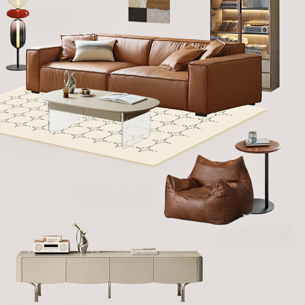 First Layer Cowhide Leather Sofa.
