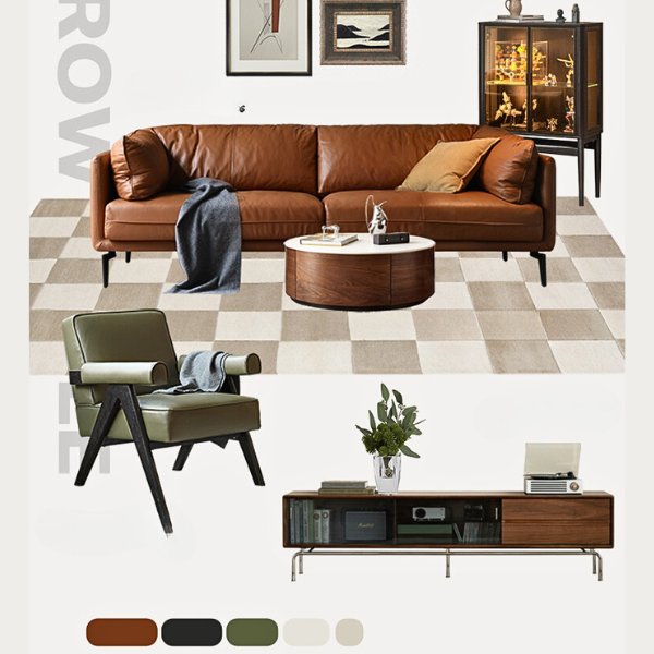 First Layer Cowhide, Organic Leather ,Tech Fabric Italian Style Sofa.