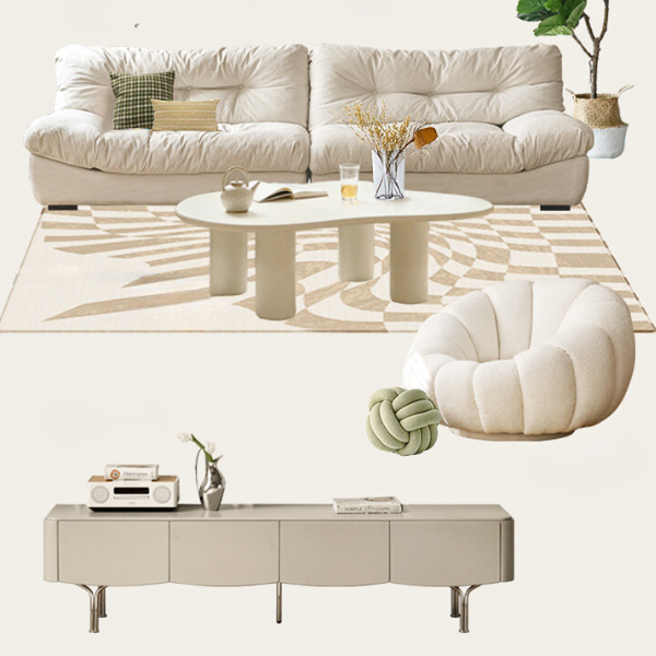 Fabric Italian Style Cloud Sofa With Russian Birch Wood Frame