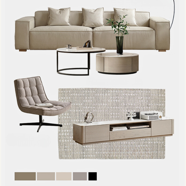 Luxury Сow Leather Sofa, Technical Fabric Sofa.