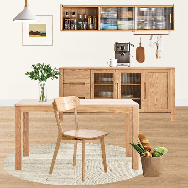 Oak Solid Wood, Solid Rubberwood Wall-Mounted Sideboard Cabinet Locker