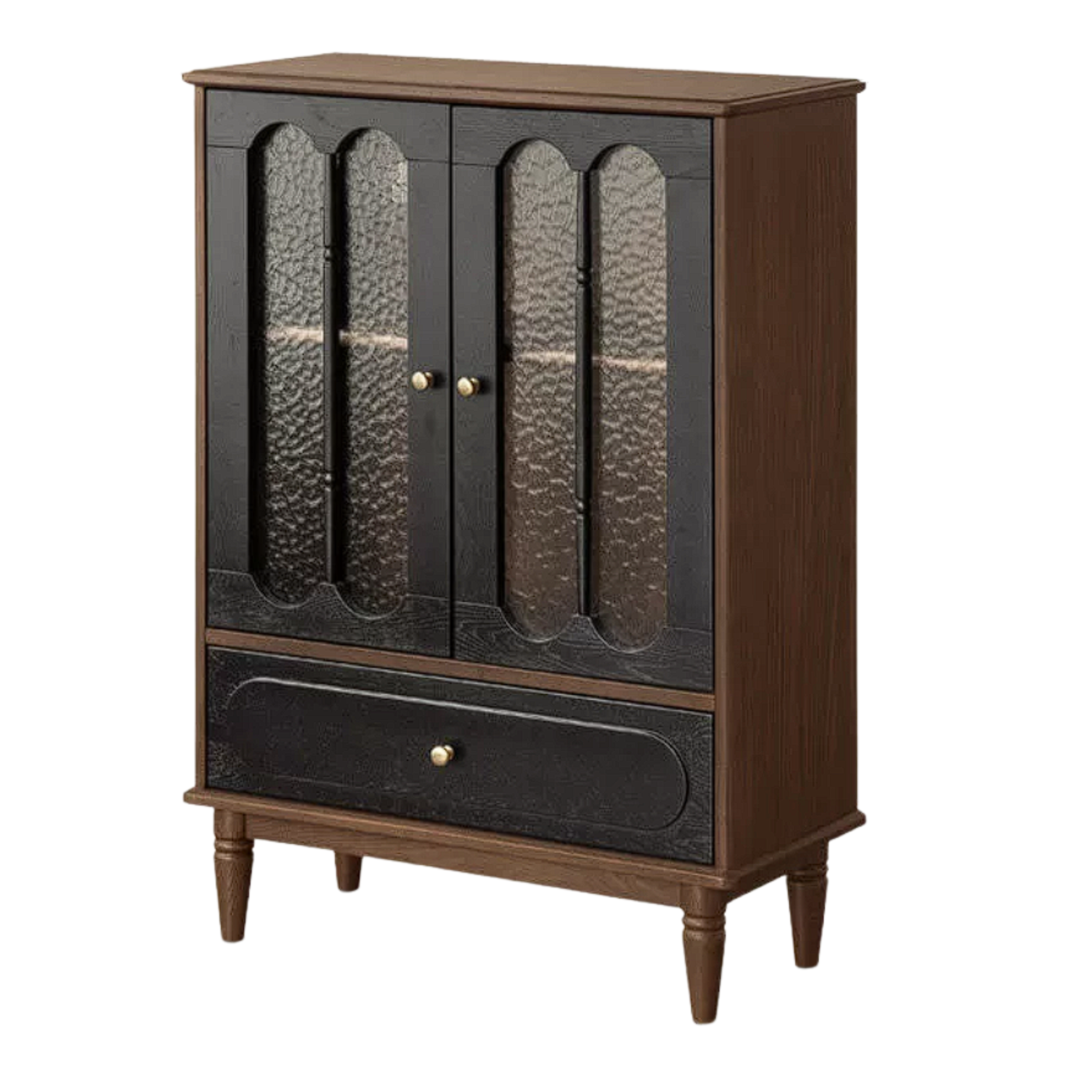 Ash, Black Walnut Solid Wood French Retro Side Cabinet