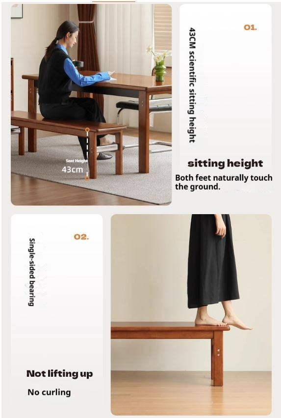 Tulipwood Solid Wood Vintage Style Long Bench