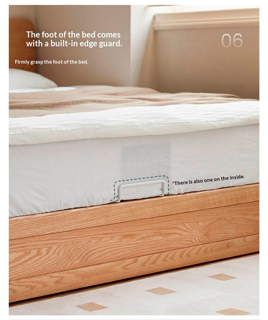 Oak, Ash, Rubberwood Solid Wood Box Bed, Platform Box Bed, Headboard-Free Bed