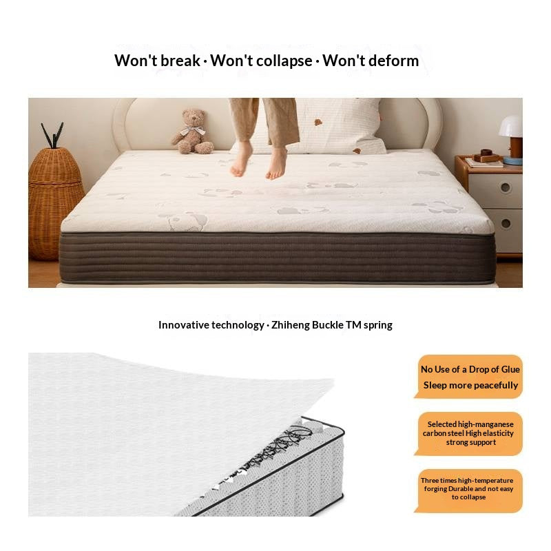 Children's Eco-Friendly Glue-Free Mattress — Panda Jute Spring, Coconut Fiber, Double Latex