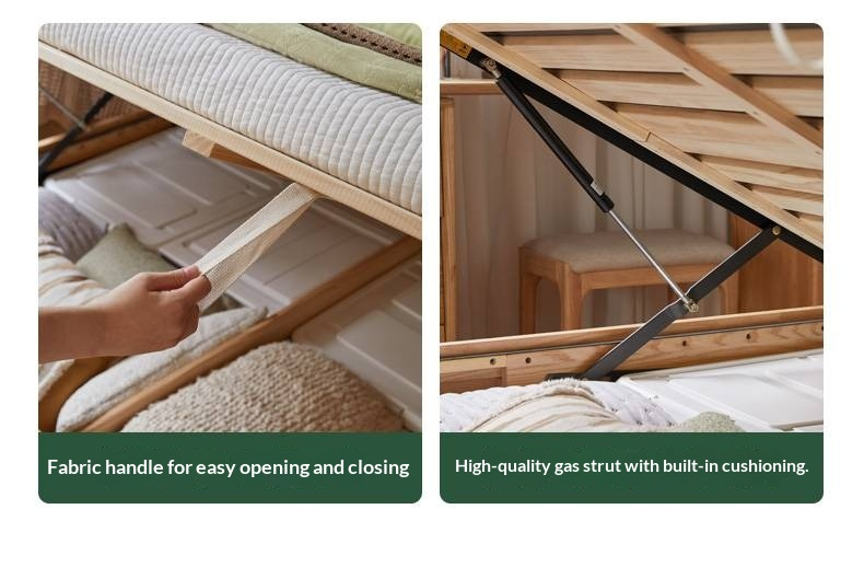 Oak Solid Wood Box Bed, Modern Minimalist