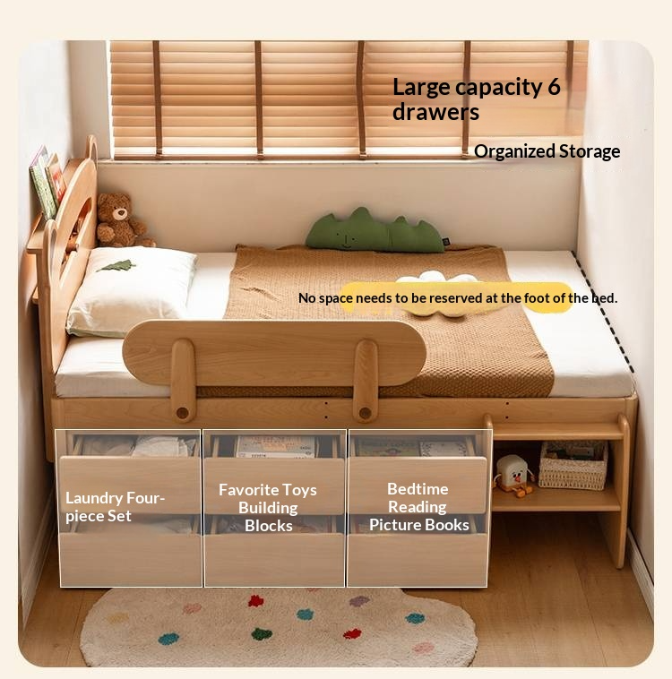 Beech Solid Wood Children's Night Light Storage Loft Bed