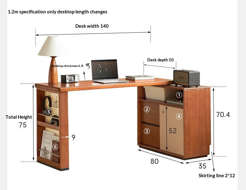 Poplar Solid Wood Antique Style Office Desk