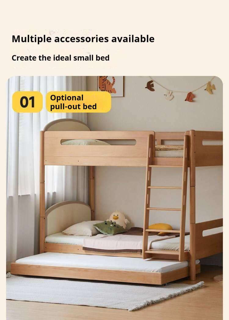 Beech Solid Wood Compact Bunk Bed, Suitable for Adults and Children