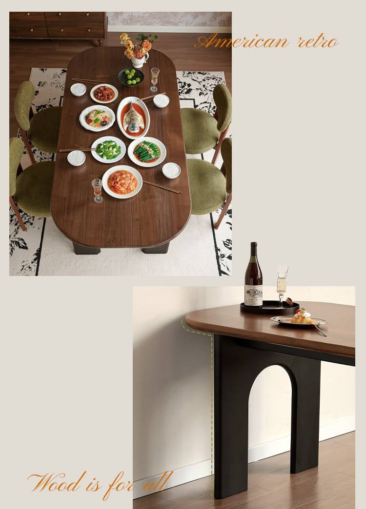 Black Walnut Solid Wood Dining Table French Retro