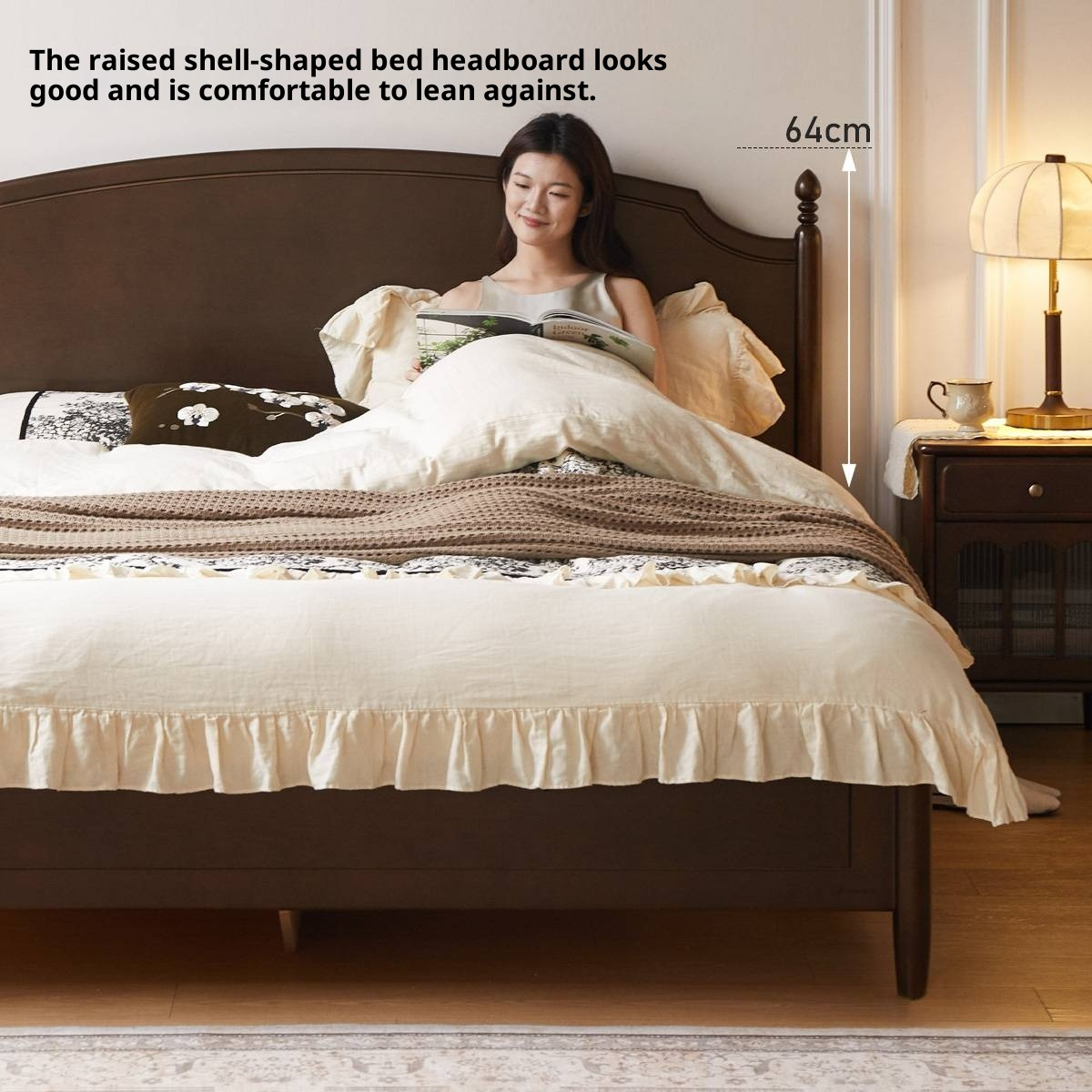 Poplar Solid Wood Box Bed, French Retro Style