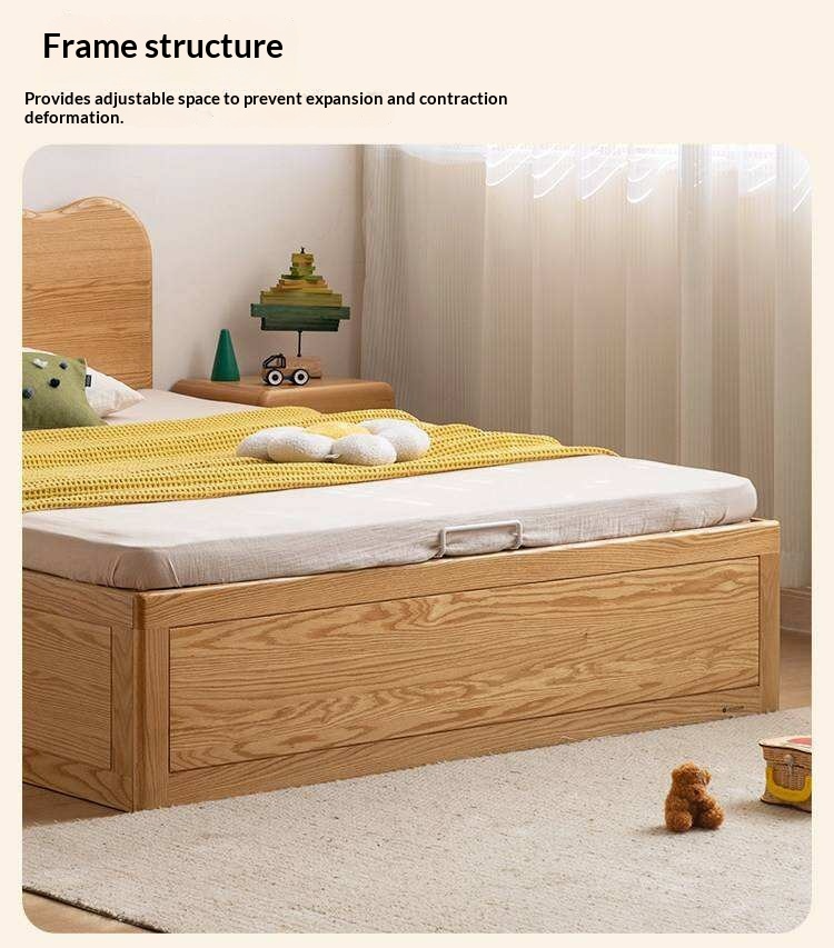 Oak Solid Wood Kids Side-Lift Storage Bed